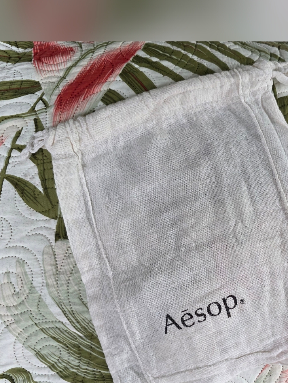 Aesop Drawstring Cotton Pouch — Natural White